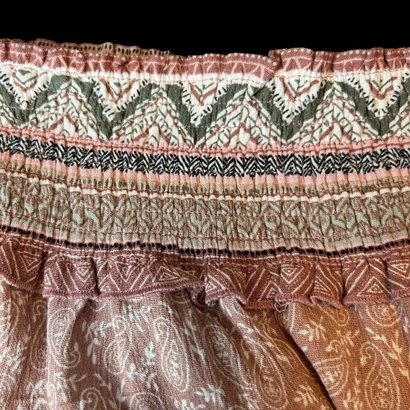 KORI Boho Wide Leg Ruffled Flare Lightweight Paisley and Aztec Print Pants Sz.S - Picture 8 of 15